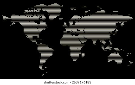Business ready line shape world map showcasing continents with geometric precision. Realistic horizontal line shape world map feathering abstract country boundary in line shape.  