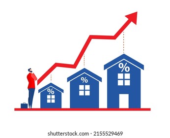 Business in real estate or housing price rising up concept vector