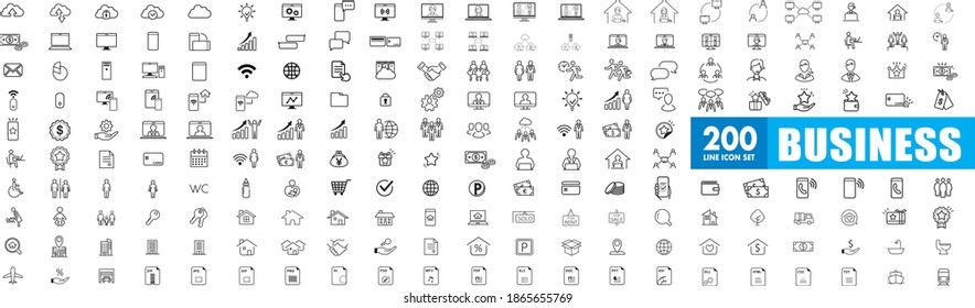 business real estate restroom contacts icons set