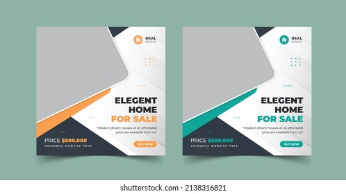 Business real estate social media post square flyer banner template, Home for sale banner,  Elegant of Real Estate or Home Sale Social Media Promotion, Square flyer design Template.