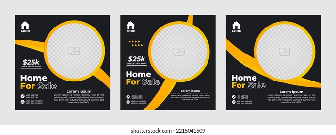 Business real estate social media post square banner template. Furniture social media post templates. Suitable for web banners, advertising, house sale social media posts, web ads, and internet ads.