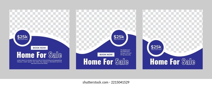 Business real estate social media post square banner template. Furniture social media post templates. Suitable for web banners, advertising, house sale social media posts, web ads, and internet ads.