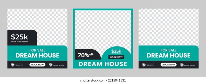 Business real estate social media post square banner template. Furniture social media post templates. Suitable for web banners, advertising, house sale social media posts, web ads, and internet ads.