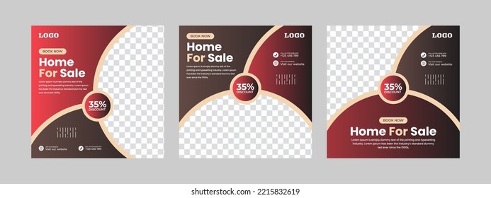 Business real estate social media post square banner template. Furniture social media post templates. Suitable for web banners, advertising, house sale social media posts, web ads, and internet ads