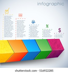 Business realistic chart template inforaphic with distinction by color and theme for each part vector illustration