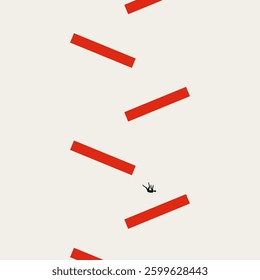 Business recession and fall vector concept. Symbol of bankruptcy, loss, depression. Minimal design eps10 illustration.