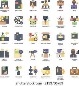 Colección de iconos de vectores planos de color de contratación de negocios