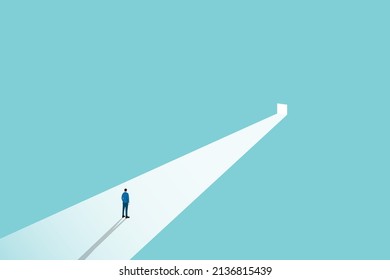 Business recruitment or hiring vector concept. Looking for talent. Business man standing in spotlight or searchlight looking for new career opportunities. Eps10 vector illustration.