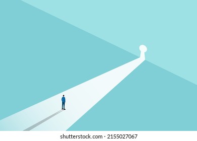 Business recruitment or hiring vector concept. Looking for talent. Business man standing in spotlight or searchlight looking for new career opportunities. Eps10 vector illustration.