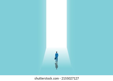 Business recruitment or hiring vector concept. Looking for talent. Business man standing in spotlight or searchlight looking for new career opportunities. Eps10 vector illustration.