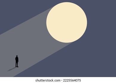 Business recruitment or hiring vector concept. Looking for talent. Business man standing in spotlight or searchlight looking for new career opportunities. Eps10 vector illustration