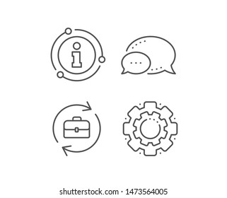 Business recruitment line icon. Chat bubble, info sign elements. Portfolio case or Job Interview sign. Linear human resources outline icon. Information bubble. Vector