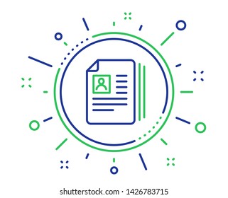 Business recruitment line icon. CV documents or Portfolio sign. Quality design elements. Technology cV documents button. Editable stroke. Vector