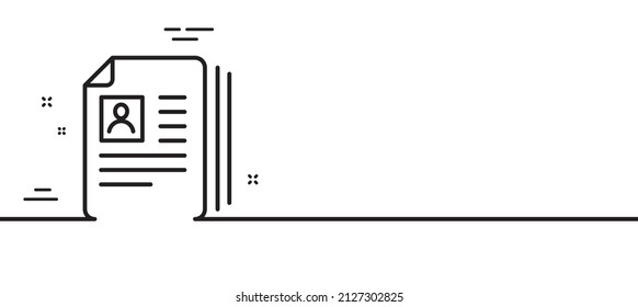 Business recruitment line icon. CV documents or Portfolio sign. Minimal line illustration background. CV documents line icon pattern banner. White web template concept. Vector