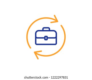 Business recruitment line icon. Portfolio case or Job Interview sign. Colorful outline concept. Blue and orange thin line color icon. Human resources Vector