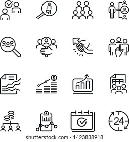 Business recruitment line icon set. Employees, selection, financial report. Human resource concept. Can be used for topics like employment, efficiency, personnel management