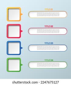 Business rectangle Infographic. Modern infographic template. Abstract diagram with 4 steps, options, parts, or processes. Vector business template for presentation. Creative concept for infographic