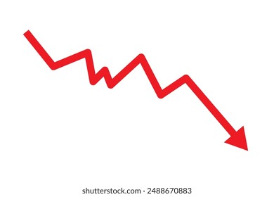  business red arrow on white, Profit red arrow, Vector illustration. Business concept, growing chart. Concept of sales symbol icon with arrow moving up.