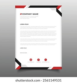 Business red Letterhead cover template design. a4 Letterhead corporate company with geometric design