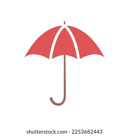 Business red umbrella icon. Protection of company or organization and financial literacy. Poster or banner for website. Risk mitigation and asset preservation. Cartoon flat vector illustration