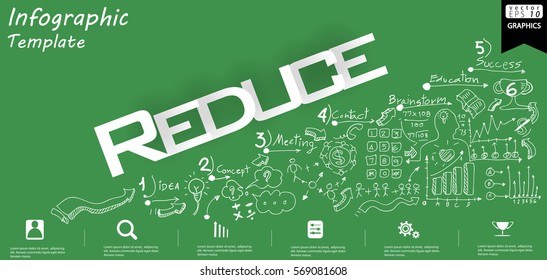 Business Reduce text modern Idea and Concept Vector illustration Infographic template with icon.