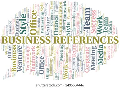 Business References word cloud. Collage made with text only.