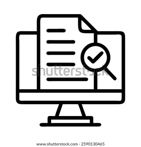 Business registration approval icon with a computer and a check mark