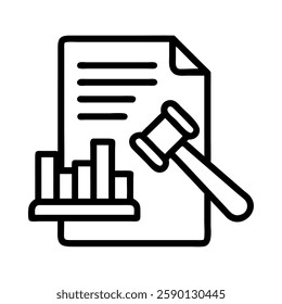 Business registration financial report icon with bar graph and analysis