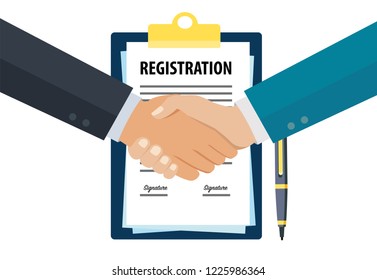 Business registration handshake