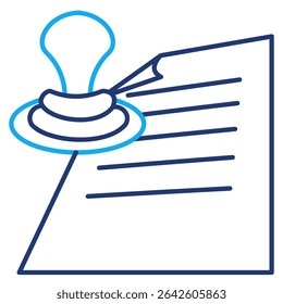 Business Registration icon represented by paper, stamp Dual Line style.