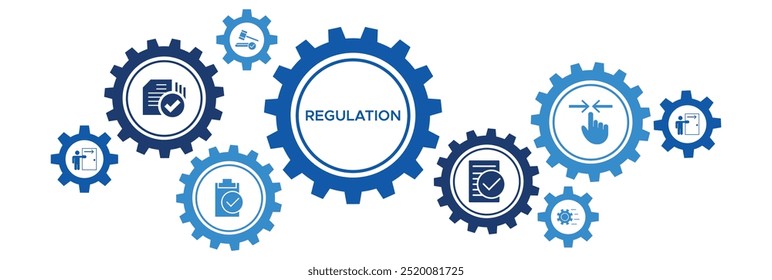 Anuncio de la regulación empresarial y la gestión de conformidad con los iconos de normas, Lineamientos, procedimientos legales y reglas