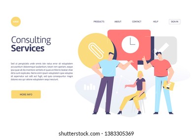 Business related, consulting services theme vector illustration concept for both mobile application and website development