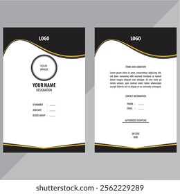business related id card black white and golden yellow color