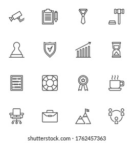 Business related line icons set, outline vector symbol collection, linear style pictogram pack. Signs, logo illustration. Set includes icons as contract document, deadline time, accounting, teamwork