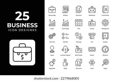 Business Related Objects and Elements. Vector Illustration Collection. creative Icons Set. stock illustration