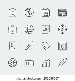 Business related vector icons set, thin line