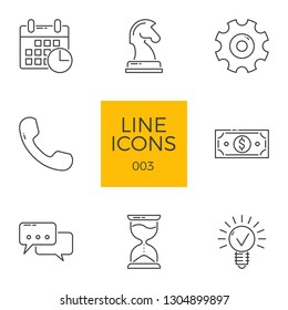 Business Related Vector Line Icons Set. Isolated on White Background. Editable Stroke.