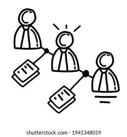 Business relation hand drawn icon design, outline black, doodle icon, vector icon