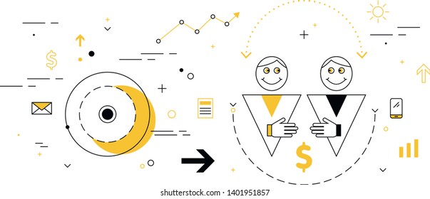 Business relationship. Agreement conclusion. Vector illustration