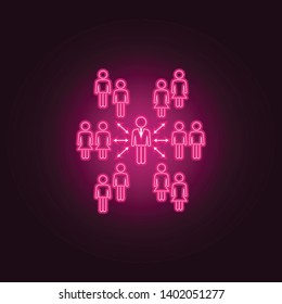 business relationship with customers neon icon. Elements of People set. Simple icon for websites, web design, mobile app, info graphics