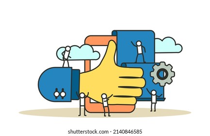 Business relationship vector appreciation document cooperation illustration. Success meeting respect teamwork. Man hand person agreement partner concept. Deal contract job work cartoon businessperson