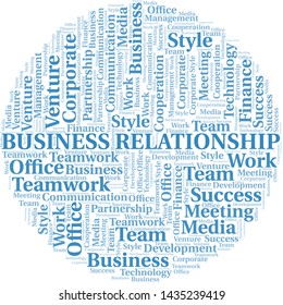 Business Relationship word cloud. Collage made with text only.