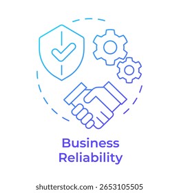 Icono de concepto de gradiente azul de confiabilidad comercial. Organización estable. Colaboración, colaboración. Ilustración de línea de forma redonda. Abstractas idea. Diseño gráfico. Fácil de usar en el artículo, post de blog