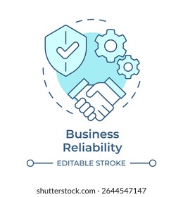Business reliability soft blue concept icon. Organization stability. Partnership, collaboration. Round shape line illustration. Abstract idea. Graphic design. Easy to use in article, blog post