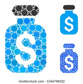 Business Remedy Composition Of Round Dots In Various Sizes And Color Tints, Based On Business Remedy Icon. Vector Round Elements Are Organized Into Blue Composition.