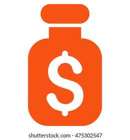 Business Remedy icon. Vector style is flat iconic symbol with rounded angles, orange color, white background.