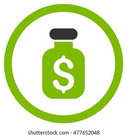 Business Remedy rounded icon. Vector illustration style is flat iconic bicolor symbol, eco green and gray colors, white background.