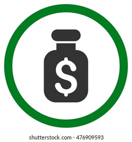 Business Remedy vector bicolor rounded icon. Image style is a flat icon symbol inside a circle, green and gray colors, white background.