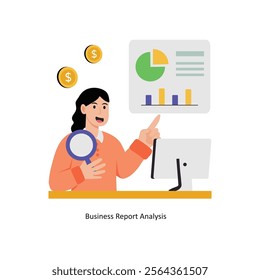 Business Report Analysis  concept vector illustration. Data Analytics isolated On white Background.    
