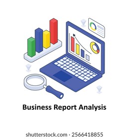 Business Report Analysis isometric Colored illustration. EPS File stock illustration